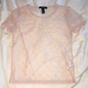Mesh polka dot shirt